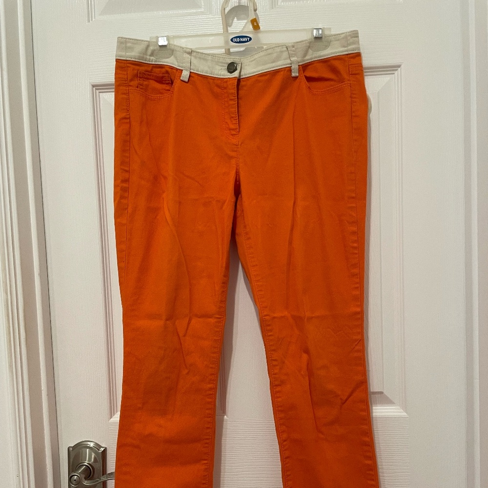Vintage Colorblock Orange Cream Skinny Pants